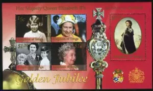 Tonga – Queen Elizabeth II’s Golden Jubilee – S/S – Scott #1059