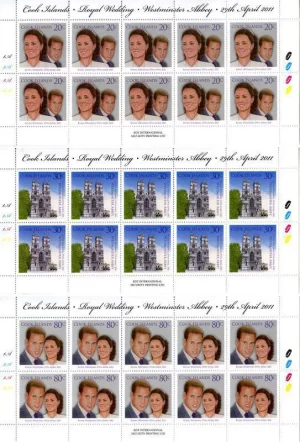 Cook Islands – Royal Wedding – Mini Sheets, Set of 3 – Mint