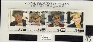 Niuafo’ou – Princess Diana – S/S – Overprint & Surcharged – Mint