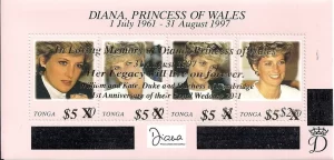 Tonga – Princess Diana – S/S OVPT & Revalued – Mint